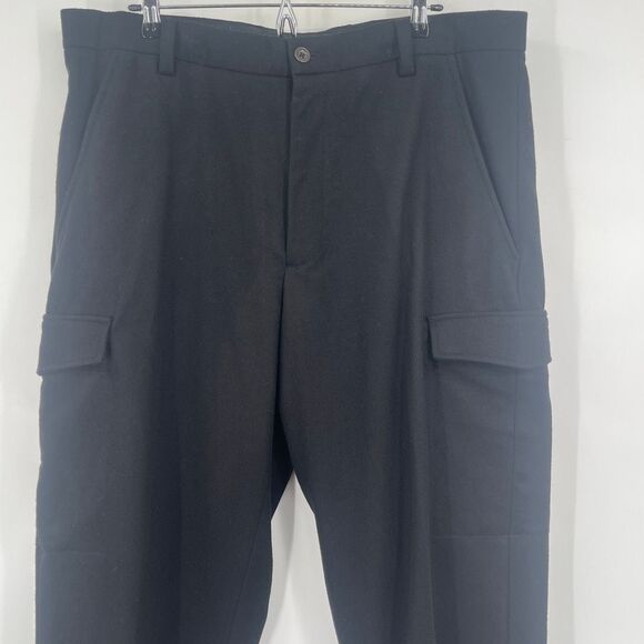 Banana Republic 38x32 Heavy Black Wool Blend Baggy Mens Cargo Pants - Picture 2 of 9